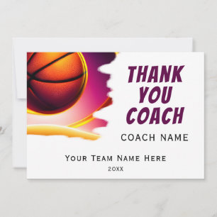 Modern Basketball Ball Thank you Coach  Card