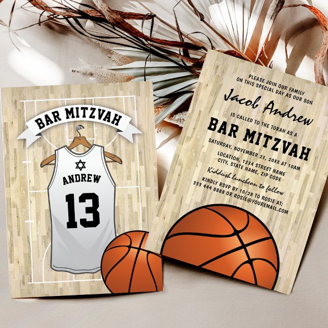 Modern Basketball Bar Mitzvah Invitation (Creator Uploaded)