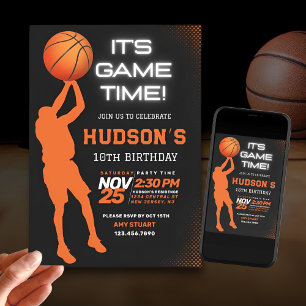Modern Basketball Birthday Kids Sports Party  Invitation