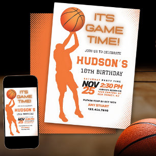 Modern Basketball Birthday Kids Sports Party  Invitation
