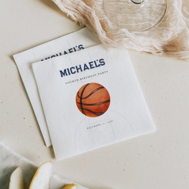 Modern Basketball Birthday Paper Napkin (Creator Uploaded)
