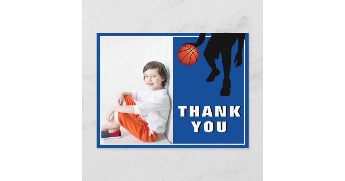 Modern Basketball Birthday Photo Thank you Postcard | Zazzle