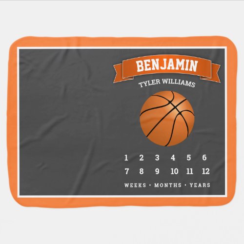 Modern Basketball Monthly Milestone Baby Blanket