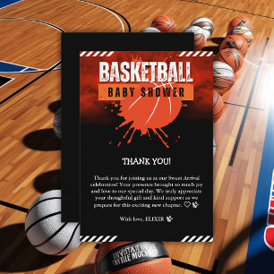 Modern Basketball Orange Ball Baby Shower Thank You Card