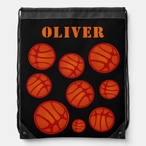 Modern Basketball Pattern Kids Name Drawstring Bag - Modern Basketball Pattern Kids Name Drawstring bag. Add your name.