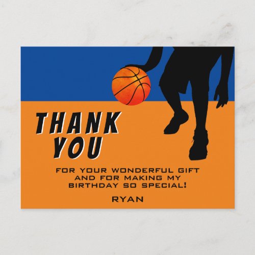 Modern Basketball Player Birthday Thank you Postcard