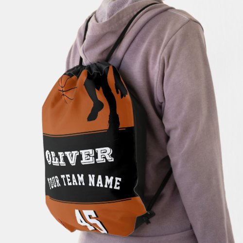 Modern Basketball Player Team Name Number Drawstring Bag