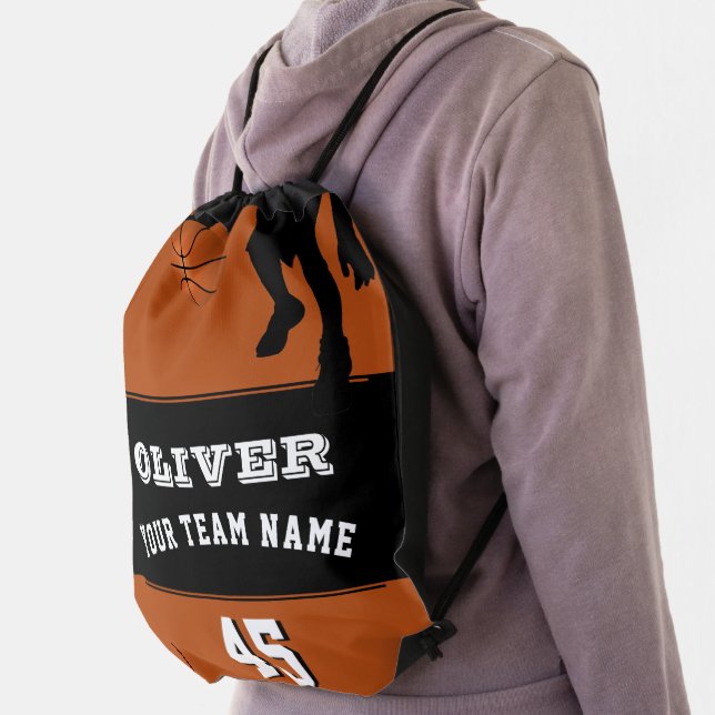 Modern Basketball Player Team Name Number Drawstring Bag (Insitu)