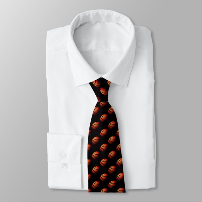 Modern Basketball Sport Ball Skin Texture Pattern Neck Tie (Tied)