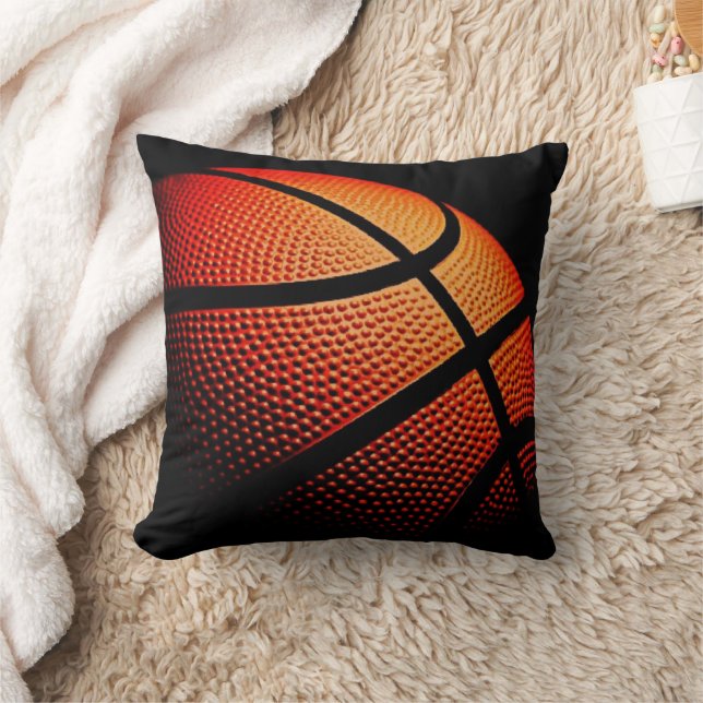 Modern Basketball Sport Ball Skin Texture Pattern Throw Pillow (Blanket)