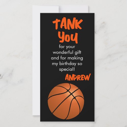 Modern Basketball Sports Birthday Thank You Card