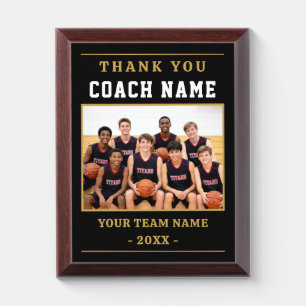 Modern Basketball Team Photo Coach Award Plaque