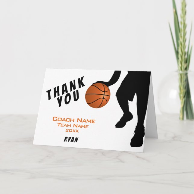 Modern Basketball Thank you Coach Card (Front)