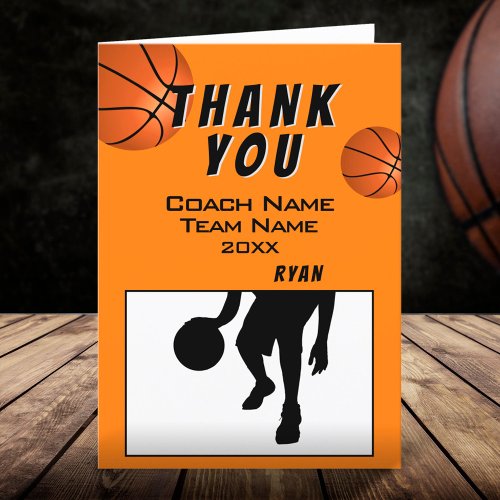 Modern Basketball Thank you Coach Card