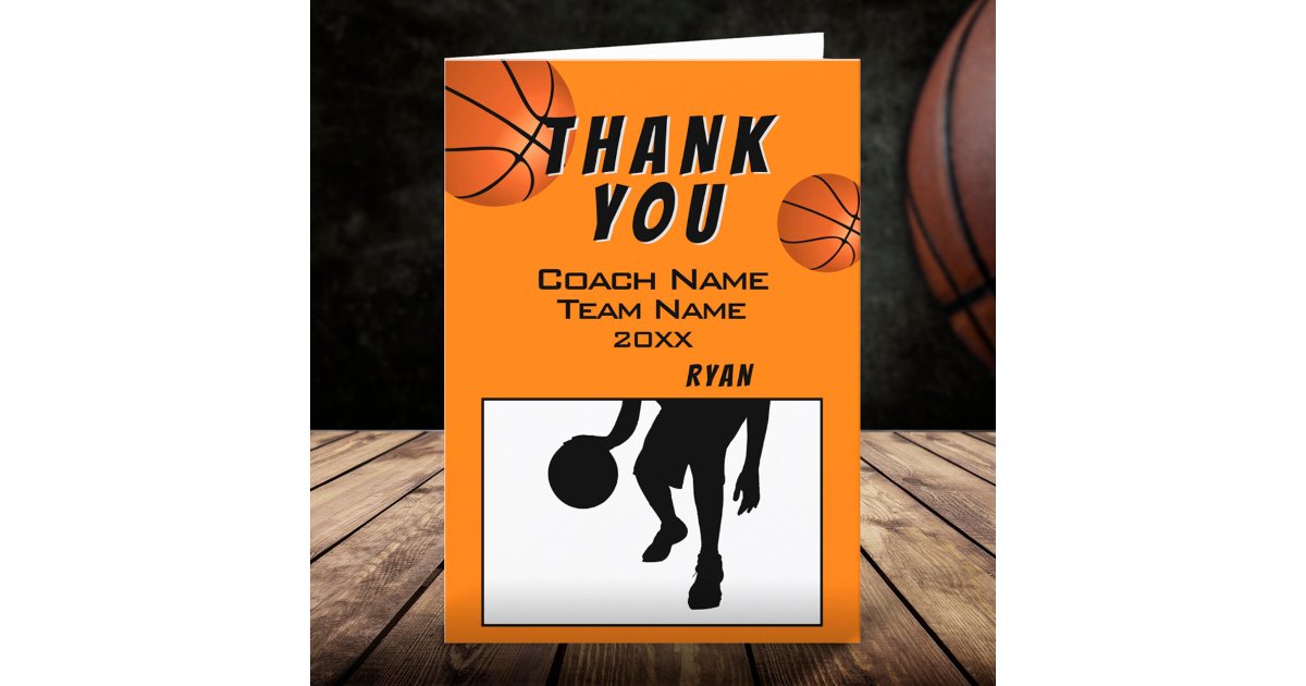Modern Basketball Thank you Coach Card | Zazzle