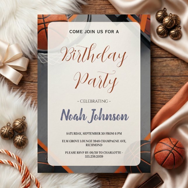 Modern Basketball-Themed Birthday Invitation (Creator Uploaded)