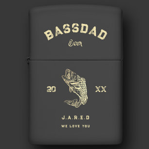 Modern Bass Fishing BASS DAD EVER Custom Name Zippo Lighter