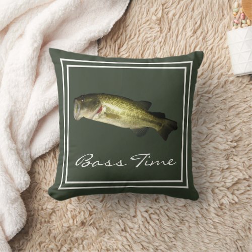 Modern Bass Fishing Hobby Throw Pillow