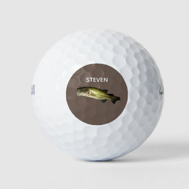 Modern Bass Fishing Personalized Golf Balls (Front)