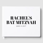 Modern Bat Mitzvah Black and White Personalized Guest Book<br><div class="desc">Modern Bat Mitzvah Black and White Personalized Guest Book</div>