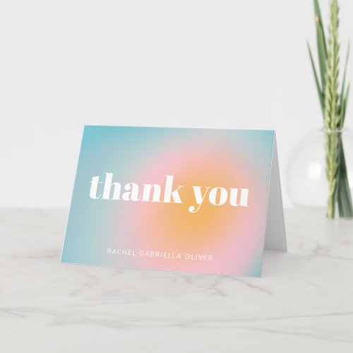 Modern Bat Mitzvah Celestial Blue Personalized Thank You Card