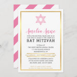 MODERN BAT MITZVAH INVITE gold pink jewish star<br><div class="desc">by kat massard >>> www.simplysweetPAPERIE.com <<< A simple, yet classy design for your child's BAT MITZVAH celebration. Wow your friends and family with this little number ;D Setup as a template it is simple for you to add your own details, add your photo or hit the customize button and you...</div>