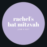 Modern Bat Mitzvah Lavender Purple Personalized  Classic Round Sticker<br><div class="desc">Modern Bat Mitzvah Lavender Purple Personalized Round Sticker</div>