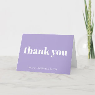 Modern Bat Mitzvah Lavender Purple Personalized Letterpress Thank You Card