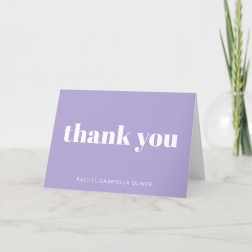 Modern Bat Mitzvah Lavender Purple Personalized Thank You Card