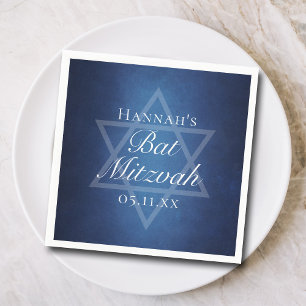 Modern Bat Mitzvah Party Blue Star of David Custom Napkins