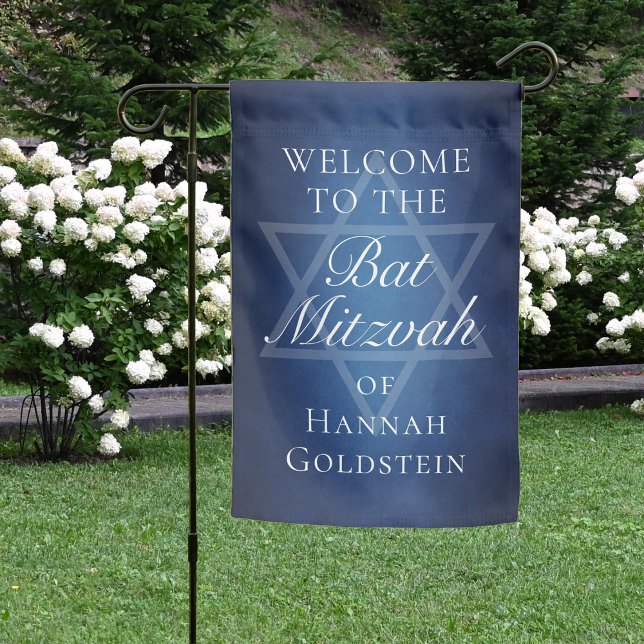 Modern Bat Mitzvah Party Star of David Custom Garden Flag (Creator Uploaded)