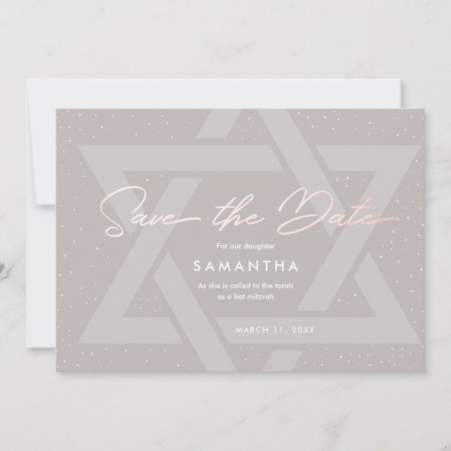 Modern Bat Mitzvah Save the Date Invitation (Front)