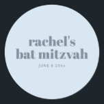 Modern Bat Mitzvah Soft Blue Personalized Favor Classic Round Sticker<br><div class="desc">Modern Bat Mitzvah Soft Blue Personalized Favor Classic Round Sticker</div>
