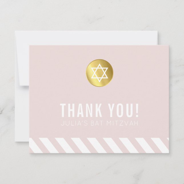 MODERN BAT MITZVAH thank you gold spot blush pink (Front)