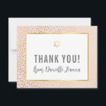 MODERN BAT MITZVAH thank you gold star pink<br><div class="desc">by kat massard >>> kat@simplysweetPAPERIE.com <<< A simple, stylish way to say thank you to your guest's for attending your child's BAT MITZVAH Setup as a template it is simple for you to add your own details, or hit the customise button and you can add or change text, fonts, sizes...</div>