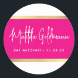 MODERN bat mitzvah ultra trendy pink gold Classic Round Sticker<br><div class="desc">by kat massard >>> https://linktr.ee/simplysweetpaperie <<<</div>