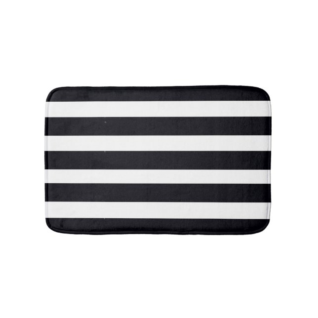 Modern Bathroom Classic Black and White Striped Mat (Front)