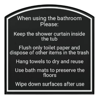 Modern Bathroom Rules Vacation Rental Sign