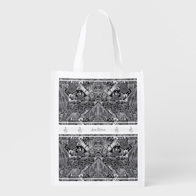 Modern BATIK Pattern Grocery Bag (Front)