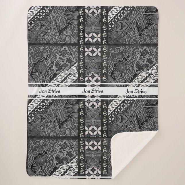 Modern BATIK Pattern Sherpa Blanket (Front)
