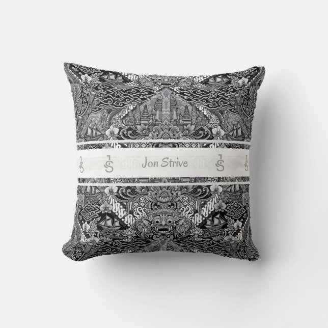 Modern BATIK Pattern Throw Pillow (Front)