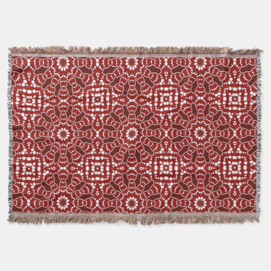 Modern Batik Red White Woven Throw Blanket