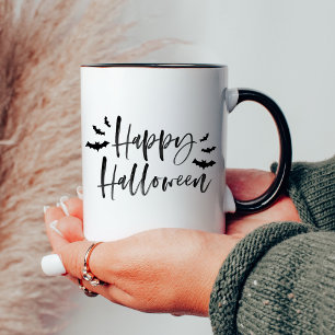 Modern Bats Happy Halloween  Mug
