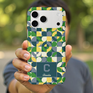 Modern Bauhaus Abstract Geometric Monogram Pattern iPhone 17 Pro Max Case