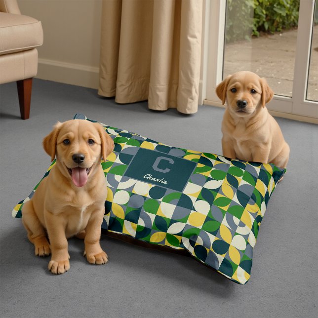 Modern Bauhaus Abstract Geometric Monogram Pattern Pet Bed (Creator Uploaded)