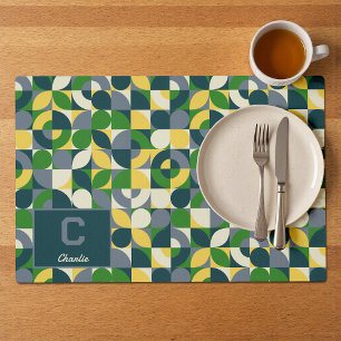 Modern Bauhaus Abstract Geometric Monogram Pattern Placemat