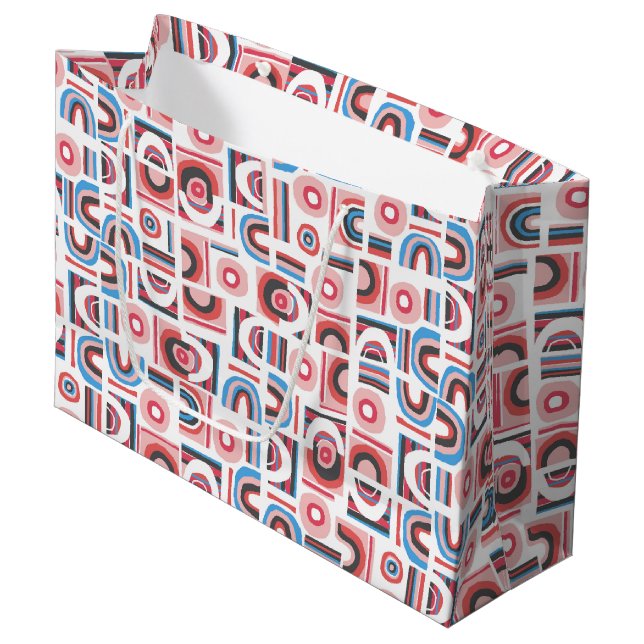 Modern Bauhaus Abstract Pattern Large Gift Bag (Front Angled)