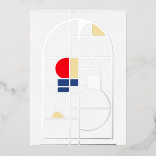 Modern Bauhaus, Blank, Silver, Foil Invitation