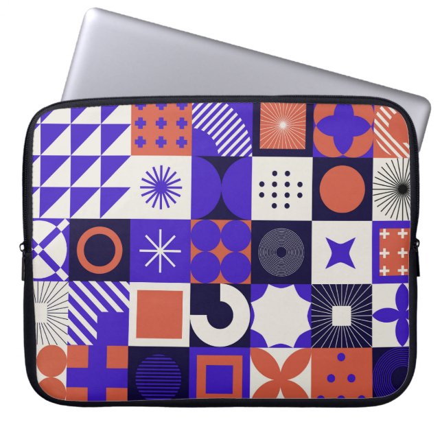 Modern Bauhaus: Bold Geometric Pattern. Laptop Sleeve (Front)