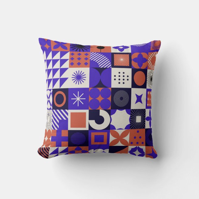 Modern Bauhaus: Bold Geometric Pattern. Throw Pillow (Front)